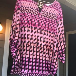 Pink and black patterned top